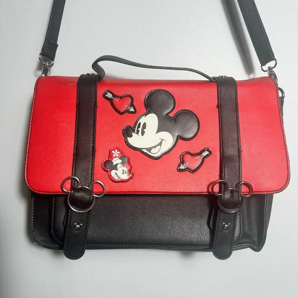 Primark Disney Red & Black Mickey Mouse Bag Tote (satchel) adjustable strap - Picture 4 of 11